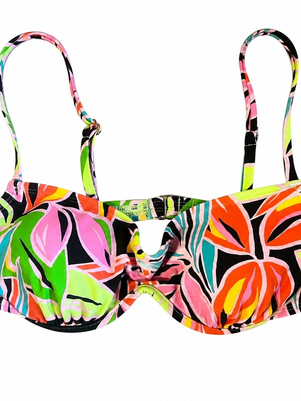 wild fable Neon Lime & Pink Striped Bikini Top M